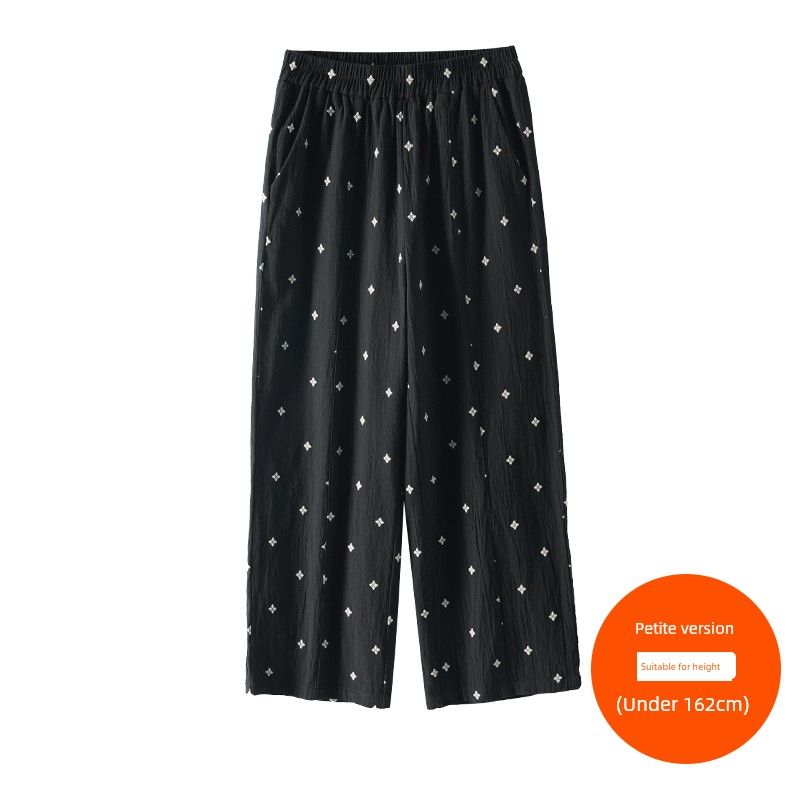 

Plus size women clothing [Chic Wide-Leg Pants] Three Pants Length Summer XINGX Embroidered High Waist Straight Casual Pants The night sky is dark (162cm below) 8xl