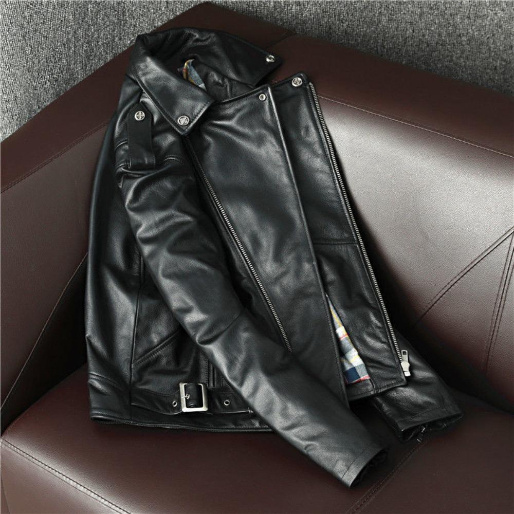 Locomotive Pure First-layer Cowhide Leather Jacket Men's Trend Youth Handsome Lapel Cycling Suit