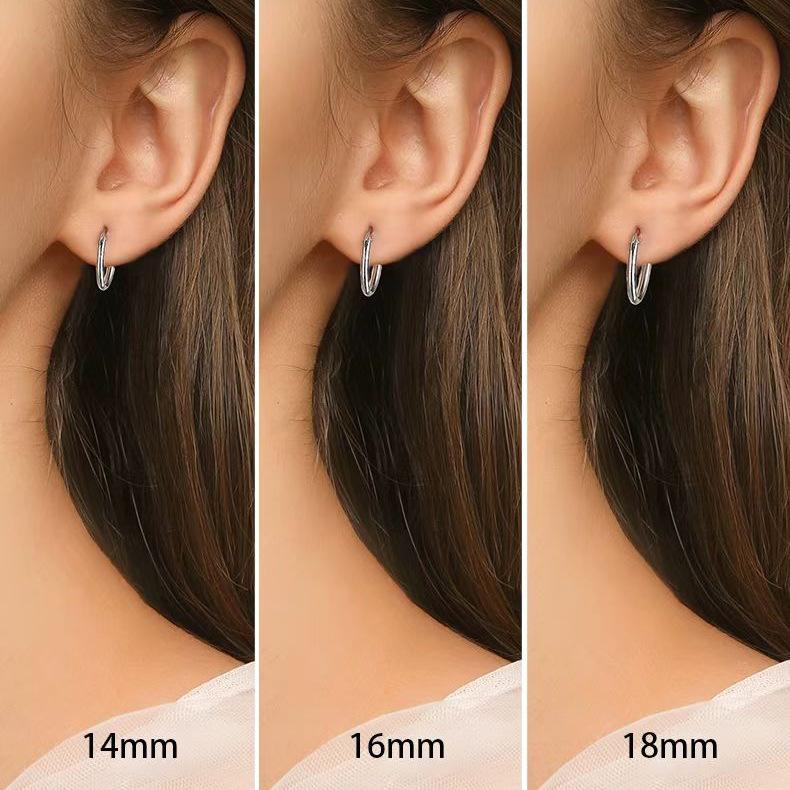 S925 Sterling Silver Plain Hoop Earrings, Simple Round Earrings 135EH