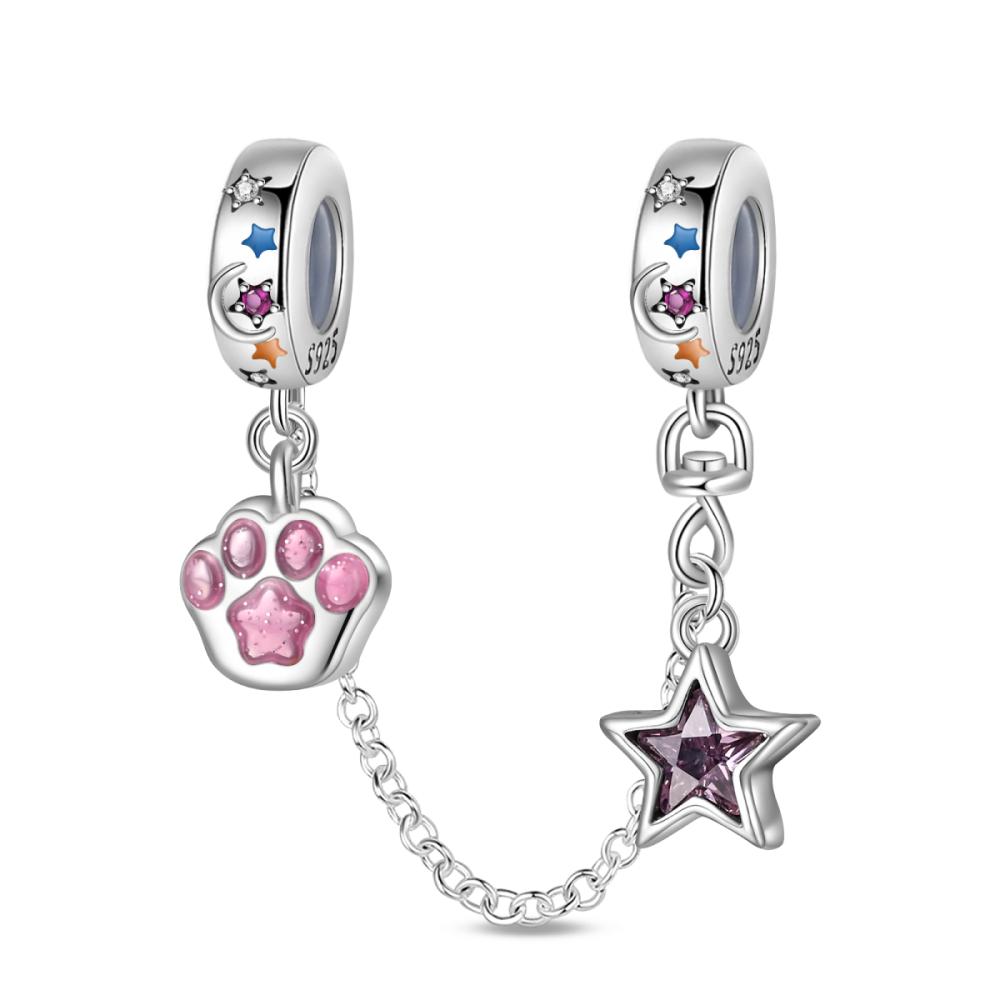 Best Friend Charms Bead Original Copper Inlaid Pink Zircon Cute Pets Claw Pendants Fit Bracelet Jewelry Lover Gift