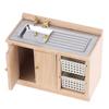 Wooden Wash Basin Cabinet With Hand Sink Miniature Furniture Toys For 1/12 Dollhouse Bathroom Kitchen Decoration