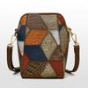 Crossbody Shoulder Bag Vintage Geometric Ladies Phone Bag Patchwork Colorblock Purses Double Layers Detachable Shoulder Strap Lady Purse Commute