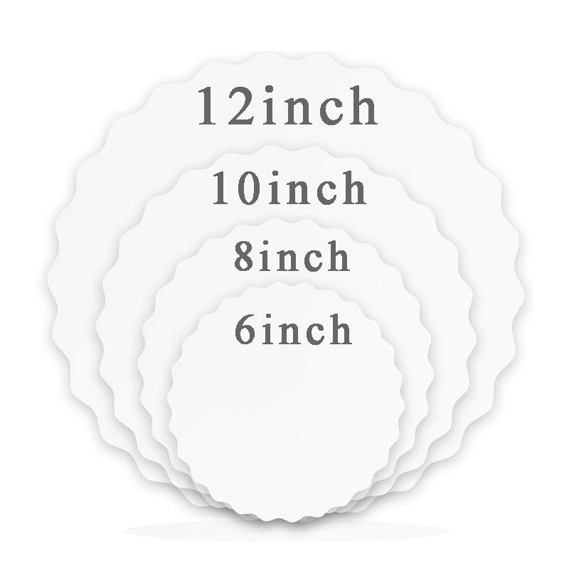 20PCS White Round Wavy Edge Cake Boards 6/8/10/12inch Food-Grade Disposable Corrugated Cake Circles Base Trays Cake Plates