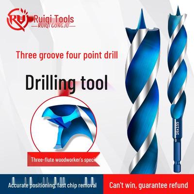 Three-Flute Hex Shank Rose Drill Bit for Woodworking