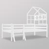 House Bed Children's Bed with Ladder and Drawers, incl. Slatted Frame, Solid Wood Loft Bed with Fall Protection 90x200cm White (without Mattress)