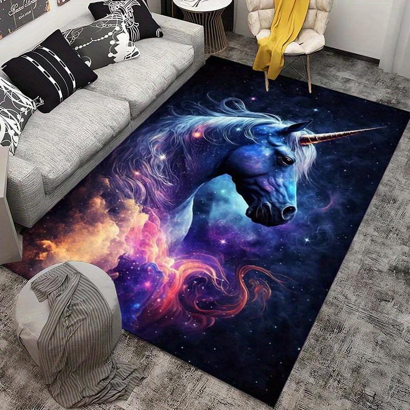 Galactic Unicorn Rug for Fantasy Themed Rooms | Space Nebula Carpet | Magical Home Decor Accessories Skid resistant carpet