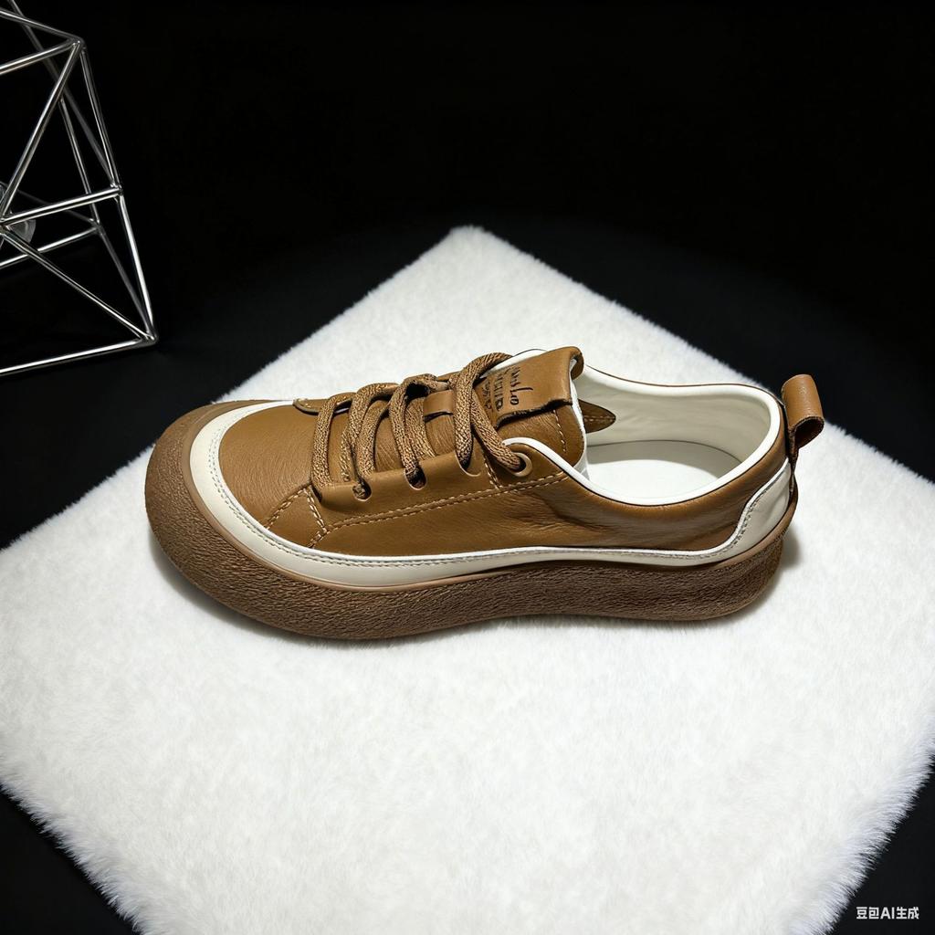 Thick-soled Soft Little White Shoes for Women's 2025 Autumn New Delicate and Versatile Casual Sports Single-board Shoes, High-end Soft Leather