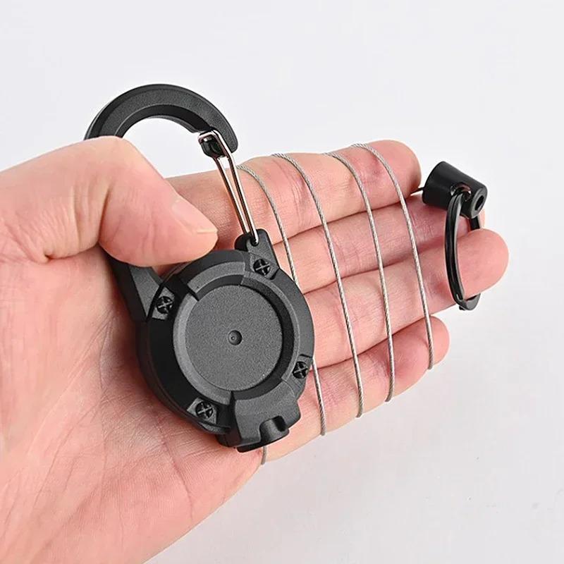4PCS Heavy Duty Retractable ID Badge Reel with Carabiner Steel Wire Rope Key Holder Durable Outdoor Keychain Tool for Daily Use