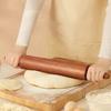 Wooden Rolling Pin with Handles, Classic Dough Roller for Baking, 40x4.5cm