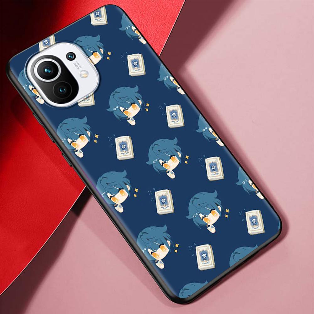 Cartoon Genshin Impact Case for Xiaomi Mi 11 Ultra 11T 10T 9T Pro Note 10 A2 9 8 Lite A3 CC9E 10S CC9 A1 Black Soft Phone Cover