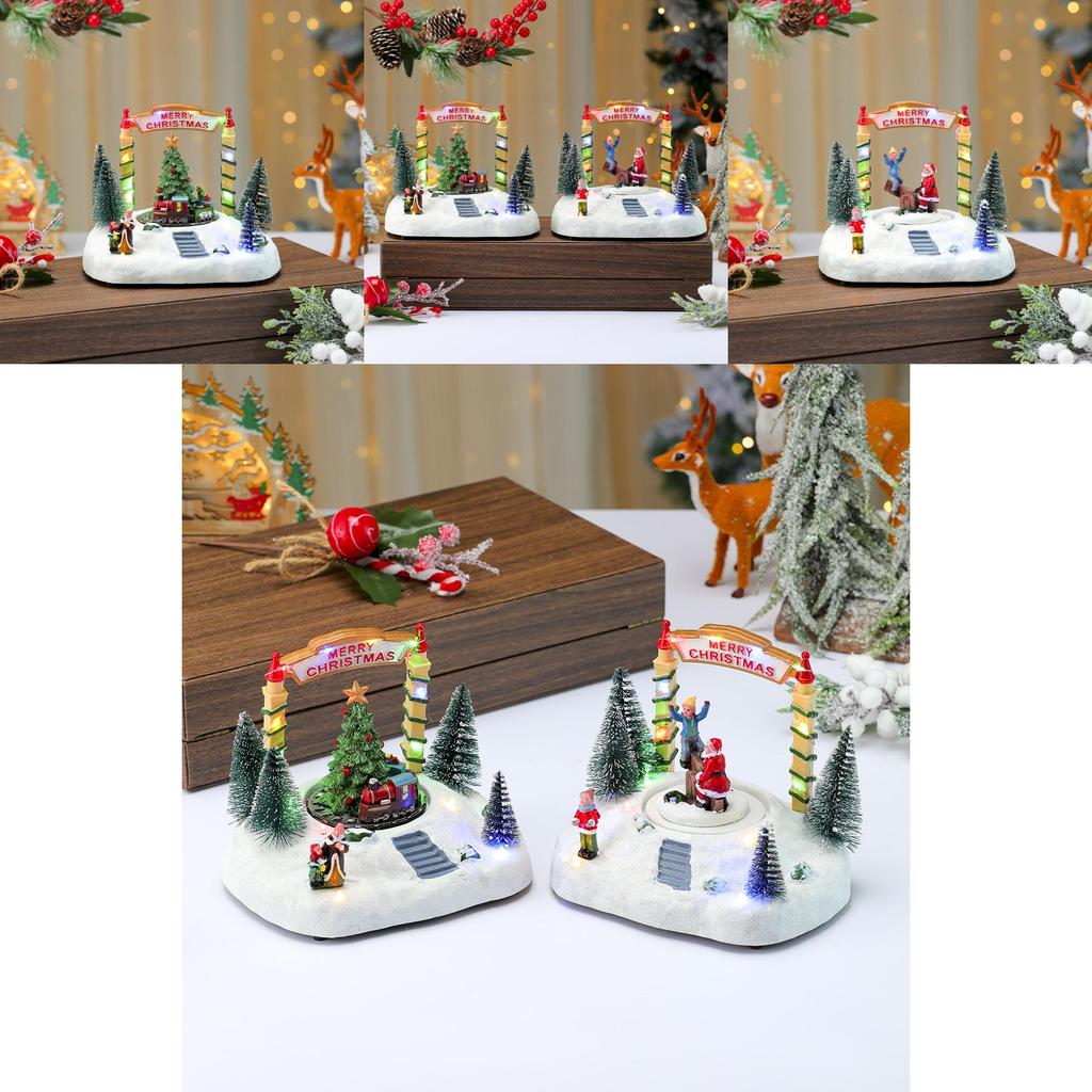 Harz-Drehwippen-Spieluhr Schneeszene Mit Weihnachtsdekoration Für Feiertagsgeschenke Und Schmuckpräsentation