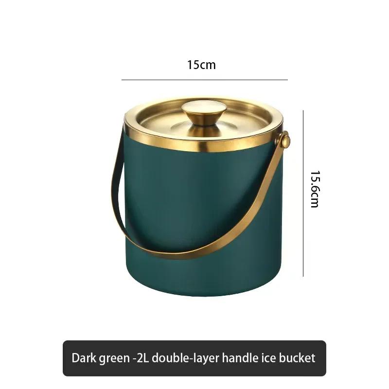 304 2L/3L Stainless Steel Ice Bucket Portable Double Wall Insulated with Lid Hotel Wine Champagne Whiskey Beverage Beer Tools