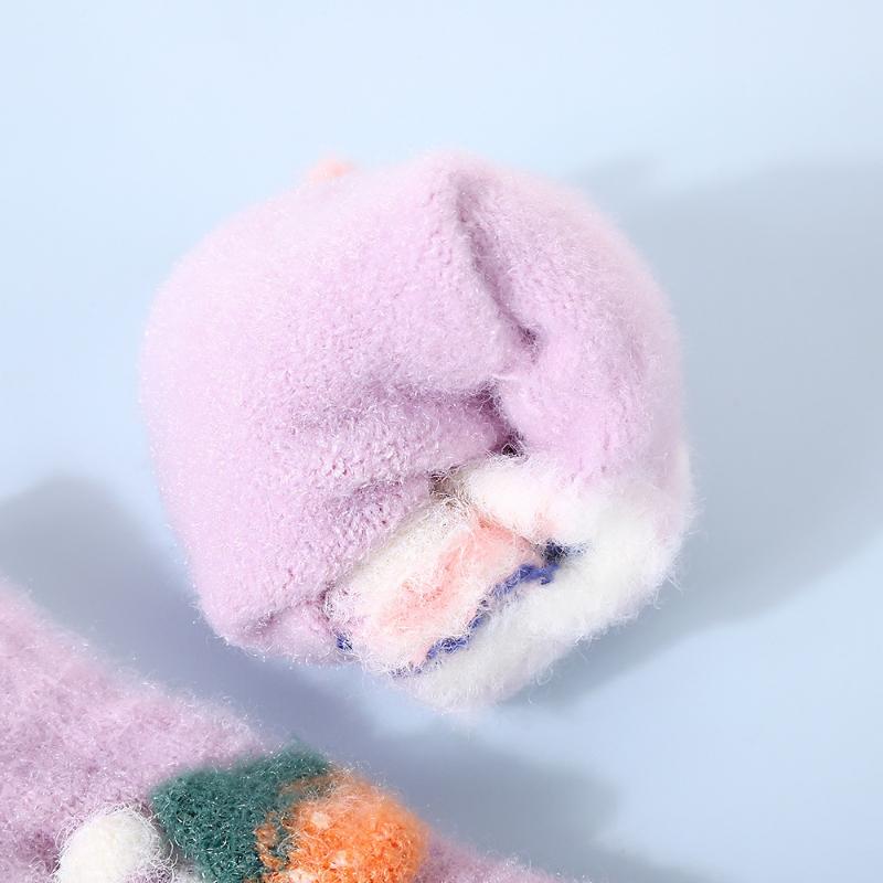 Winter Gestrickte Samt Babyhandschuhe Niedlicher Hase Kinder Warme Fäustlinge Mädchen Outdoor Winddicht Vollfingerhandschuhe