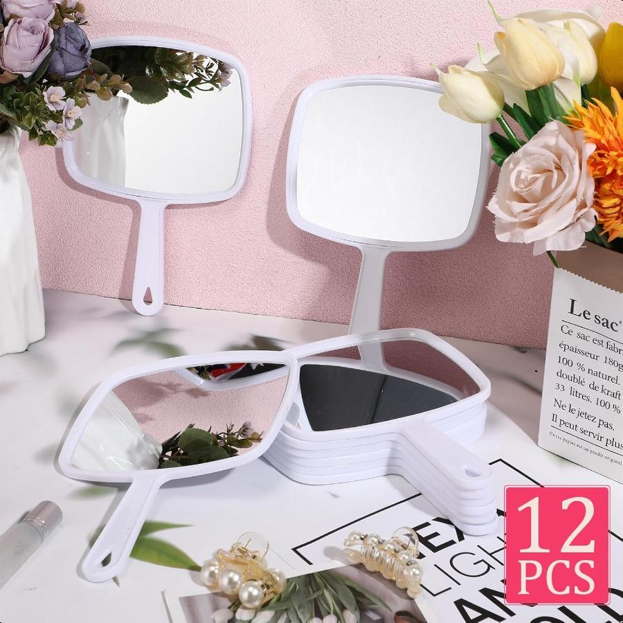 

12 шт. Ручное зеркало Ручные зеркала для макияжа с ручкой Настенное крепление для косметики Ванная комната Дом Парикмахерский салон Путешествия Портативный Beaut United States