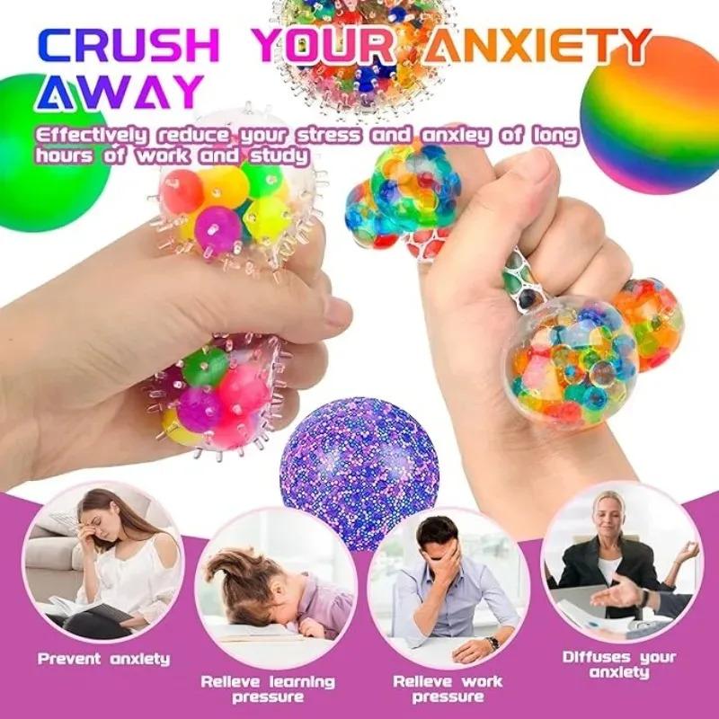6Pcs Mini Squishy Stress Balls Set, Rainbow Sensory Fidget Toys For Anxiety Relief, Durable Non-Toxic Squeeze Balls
