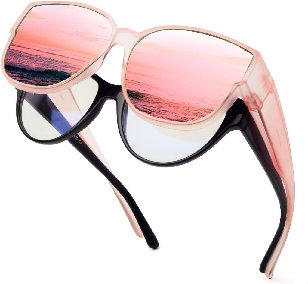 Occhiali da Sole Polarizzati Sovrapponibili Montatura in TR90 per Uomo Donna Da Mettere Sopra Occhiali da Sole Leggeri Sovradimensionati Quadrati Occhiali UV400
