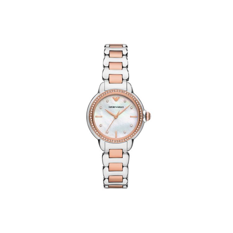 Emporio Armani Quartz Watch Stainless Steel Band 32Mm White Dial 50M Water Resistant Fashion Women watches Silver AR11569-CLG