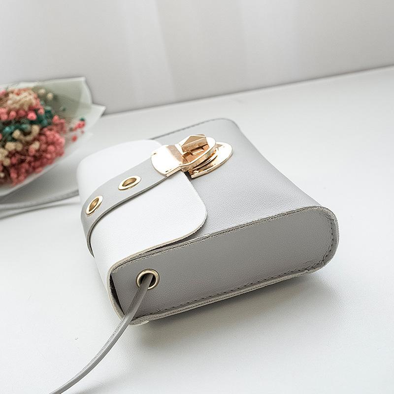 Kleine Tasche neue lässige kleine quadratische Tasche Kontrastfarbe Handy-Tasche personalisiertes Schloss Damentasche Umhängetasche Schräg-Umhängetasche