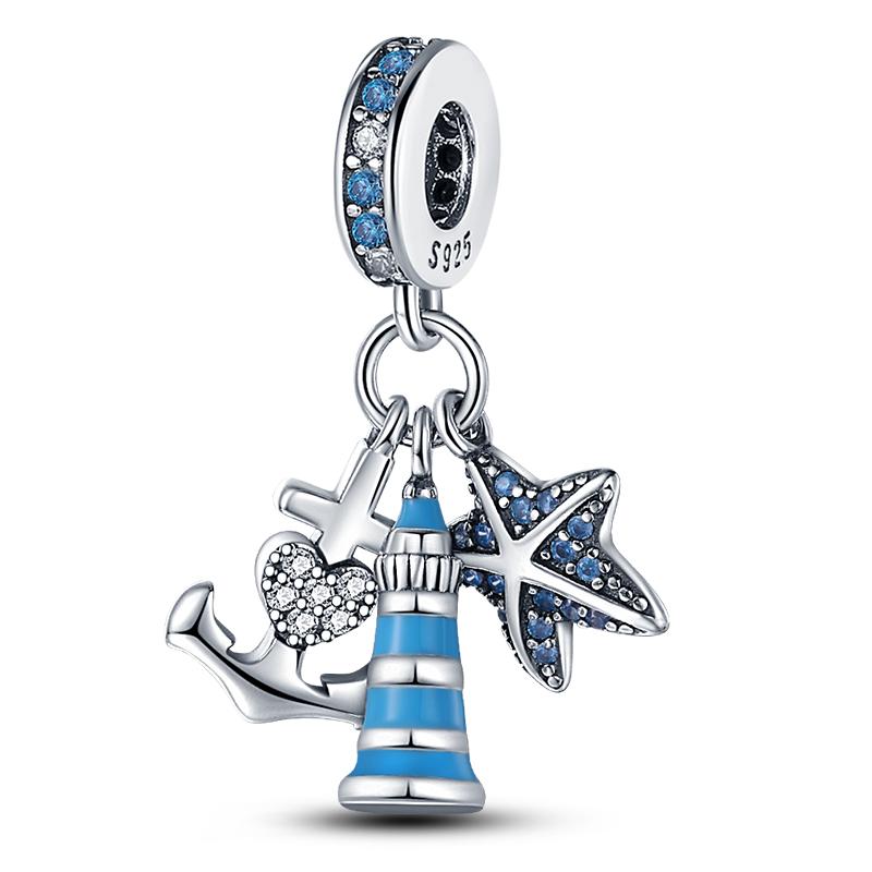 925 Silver Ocean World Series Sea Turtle Starfish Little Crab Octopus Charms Bead Fit 925 Bracelet DIY Jewelry