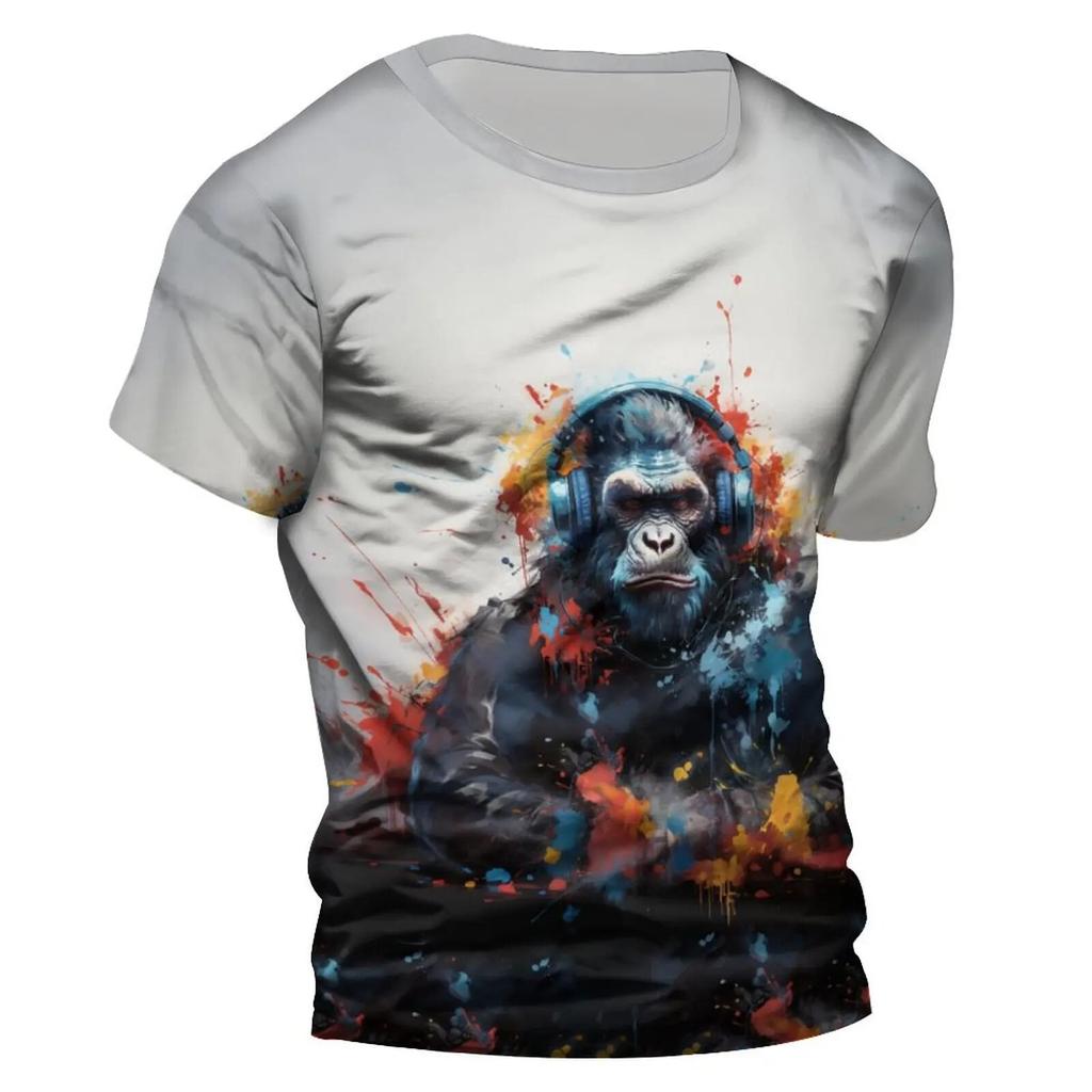 Chimpanzees 3D Tshirt For Men Fashion Hip Hop O-neck Short Sleeve Tops Harajuku Men's T-shirts Oversized Tees Shirt Man Clothing