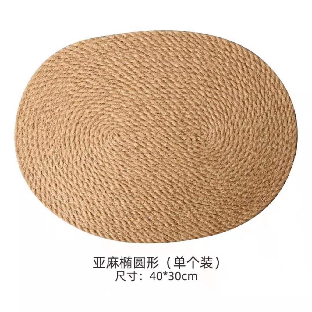 Nordic Ins Linen Woven Placemat Straw Coaster Japanese Cotton and Linen Bowl Mat Pot Mat Dining Table Household Insulation Mat