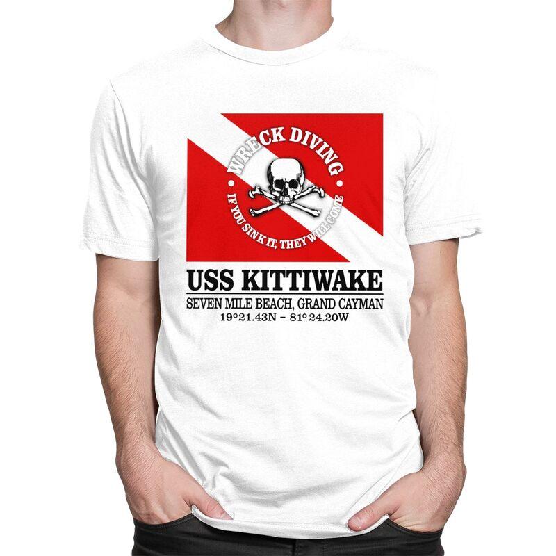 Custom USS Kittiwake Scuba Diving T Shirt for Men 100 Cotton Tee Short Sleeves Diver Dive Flag Tshirts Slim Fit Clothing Gift