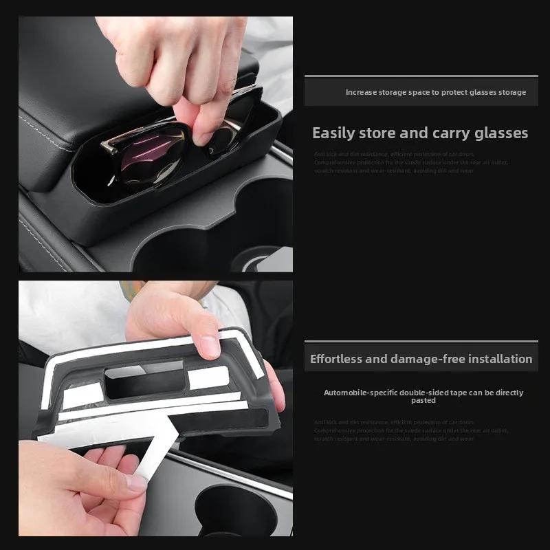 Car Sticker For Tesla Model Y 2020-2025 Armrest Box Glasses Box Tray Phone Storage Box Central Control Car Glasses Storage Car M