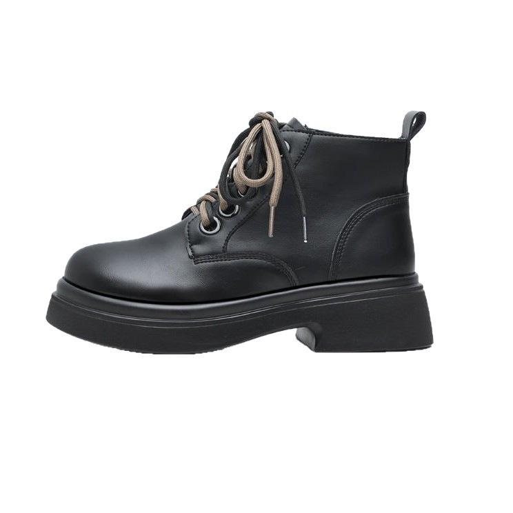 Bottes Martin à semelles épaisses, bottines courtes chaudes en velours style britannique à semelles souples, nouvelles bottes simples pour l'automne et l'hiver
