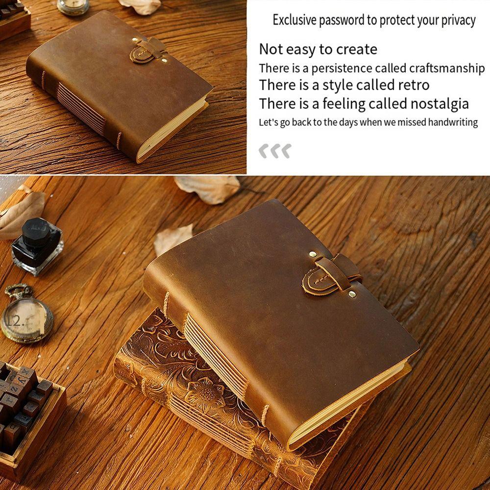 Vintage Leather Bound Journal Genuine Leather Cover Sketch Notebook Blank Paper Diary  Writing