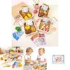 Wooden Simulation Boxed Fruit Bread Sea Food Vegetables Children Toys Set For Kids Imaginative Cooking Fun