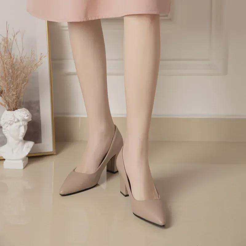 Pantofi damă cu toc gros ascuțit, slip-on - Toamnă 2021 Stil coreean