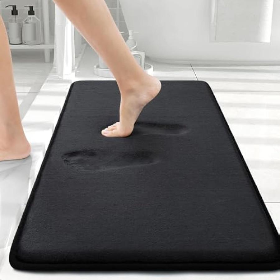 

Memory Foam Bath Mat 30x20 Extra Soft and Absorbent Bathroom Mats Non Slip Washable Carpet for Floor Shower and Tub Black United States