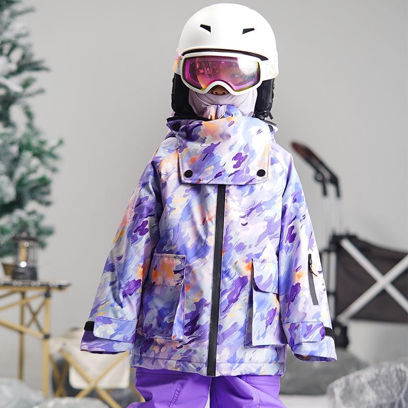 

Purple Camouflage Children s Ski Jacket - Windproof & Waterproof, High Breathability for Boys & Girls Size 150 (approx. 145cm height) камуфляжний/фіолетовий