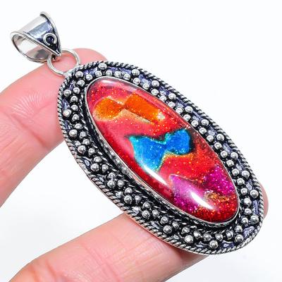 Natural Dicorich Glass Gemstone 925 Sterling Silver Gift Pendant 2.99" S0O48