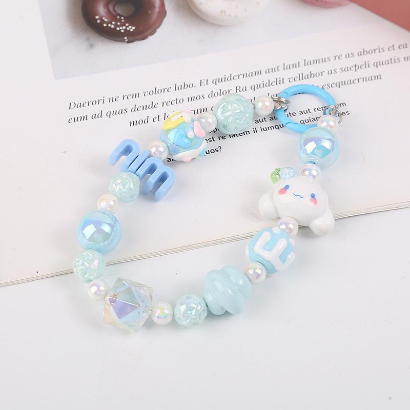 Sanrio Cartoon Hand-painted Bead Phone Lanyard & Keychain Pendant Set
