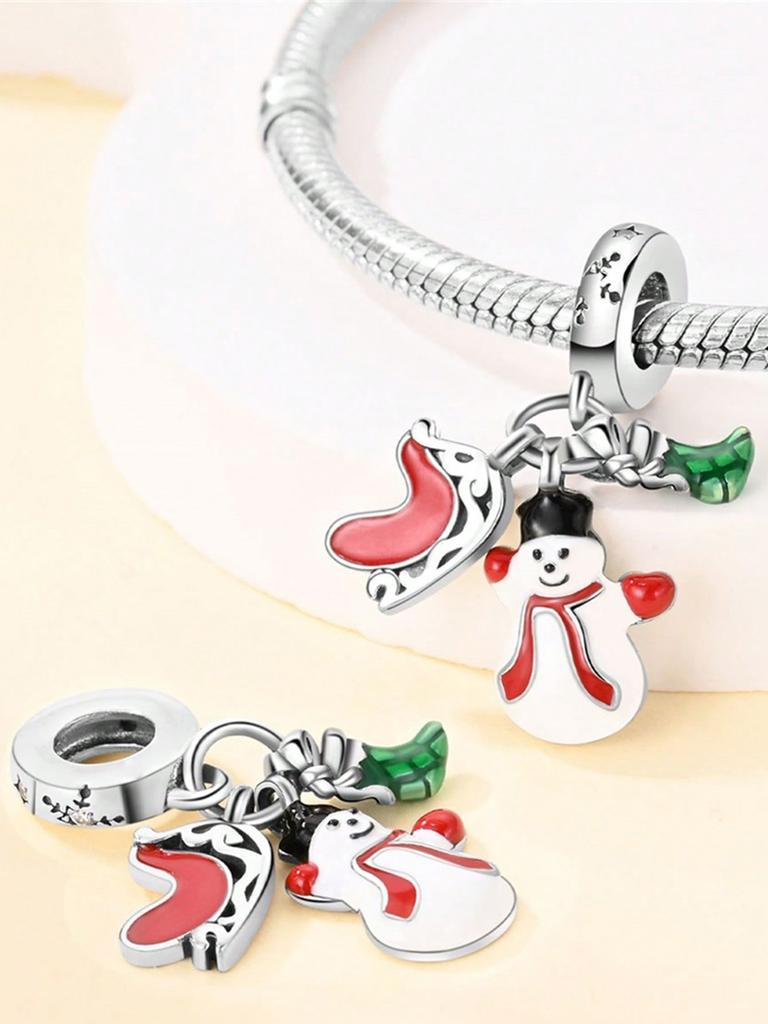 Charms Plata Copper Colors Christmas Gift Snowman Beads Charm Pendant For Original Bracelet For Women Diy Jewelry Love Gift