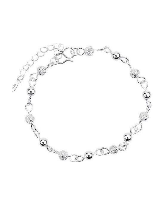 Posrebrzana modna bransoletka na kostkę z koralików drogowych dla kobiet - zimny styl, modny design, temperament pary, bransoletka z okrągłymi koralikami