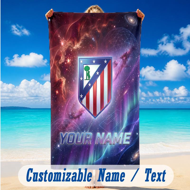Beach Towel Custom Name Text, Quick Dry Large Towel For Beach HomeAtletico Madrid