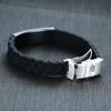 Engraved Christian Lord's Prayer Black Silicone Bracelet Men German French Hebrew Multi Language Brazalets