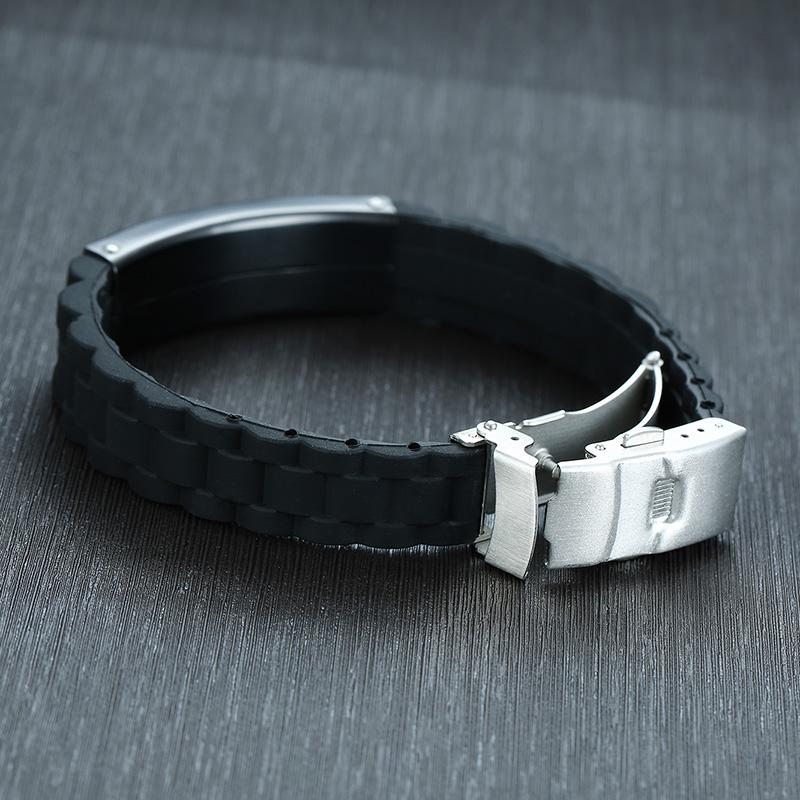 Engraved Christian Lord's Prayer Black Silicone Bracelet Men German French Hebrew Multi Language Brazalets