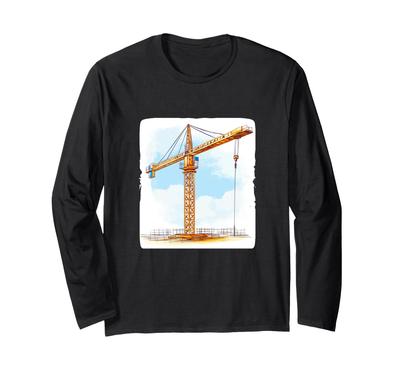 Lustige Baustelle mit Kranbau für Jungen und Mädchen Langarm-T-Shirt