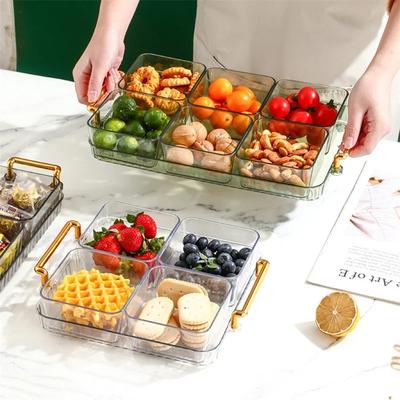 2/4/6 Grids Dried Fruit Plate Household Plastic Tray Snack Dessert Tray Light Luxury Divided Fruit Plate Snack Dish Candy Nuts