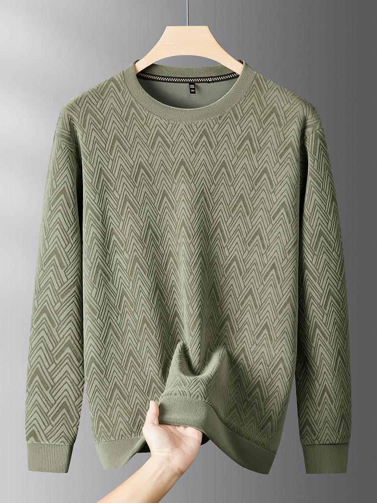 Herr Plus Size Sweatshirt med Fleecefoder och Rund Hals - Höst/Vinter 2025, Tjockt & Varmt, Långärmat.