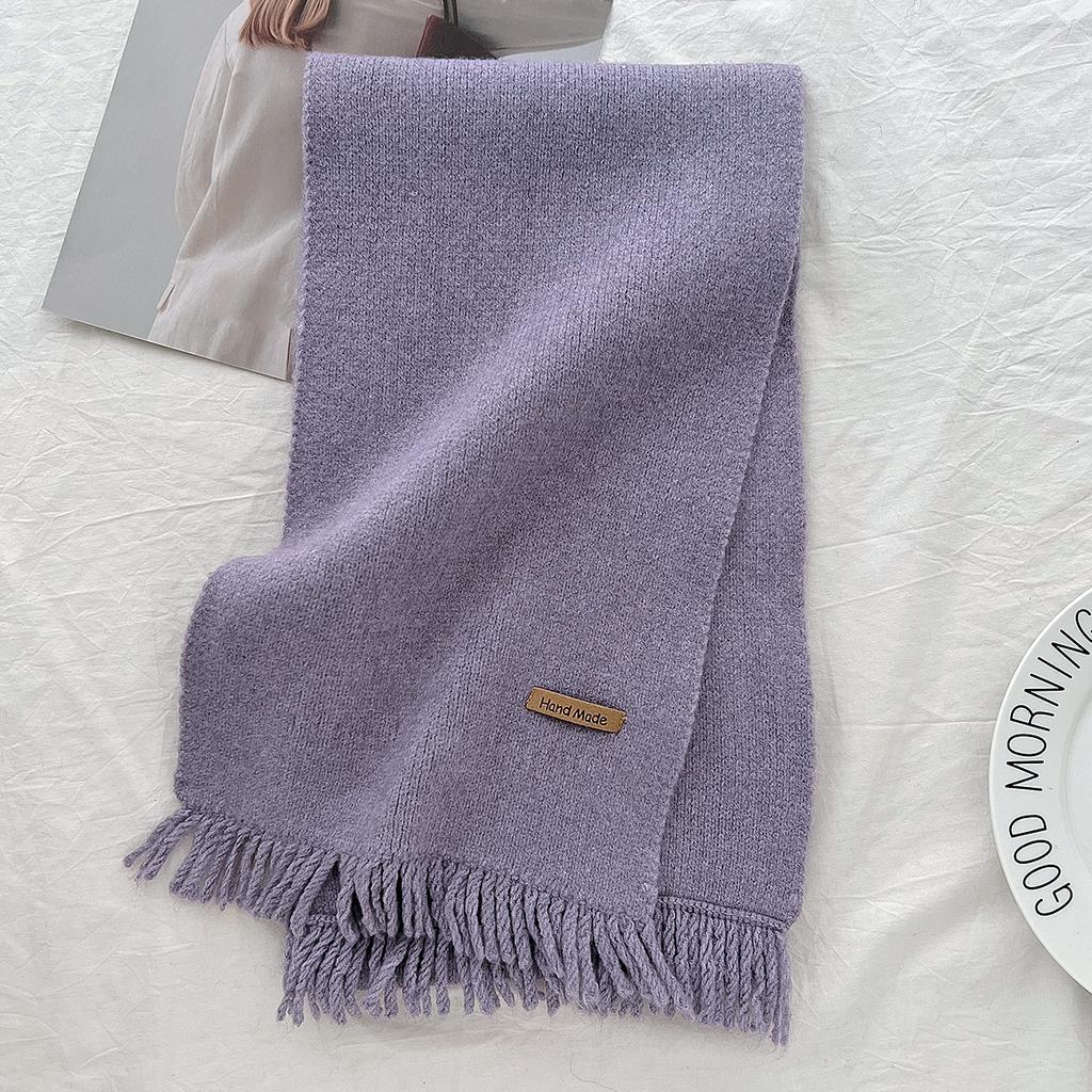 New Korean scarf autumn and winter solid color imitation cashmere warm thickened high-grade knitted scarf foreign-style high-grade