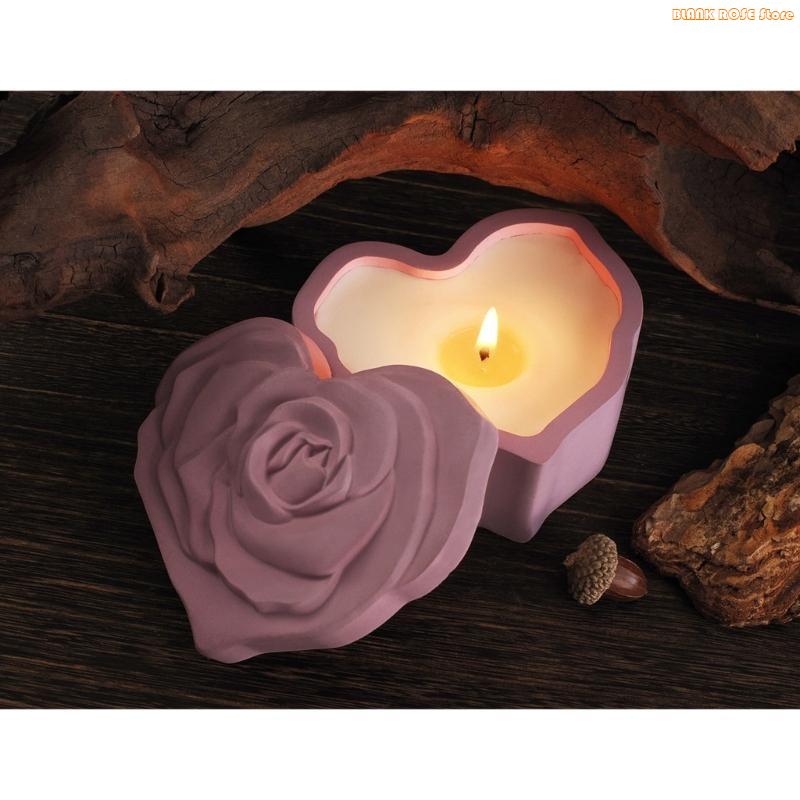 K1AE Flowerpots Silicone Mold Heart Storage Box Gypsum Concrete Mold Jar Mould CN