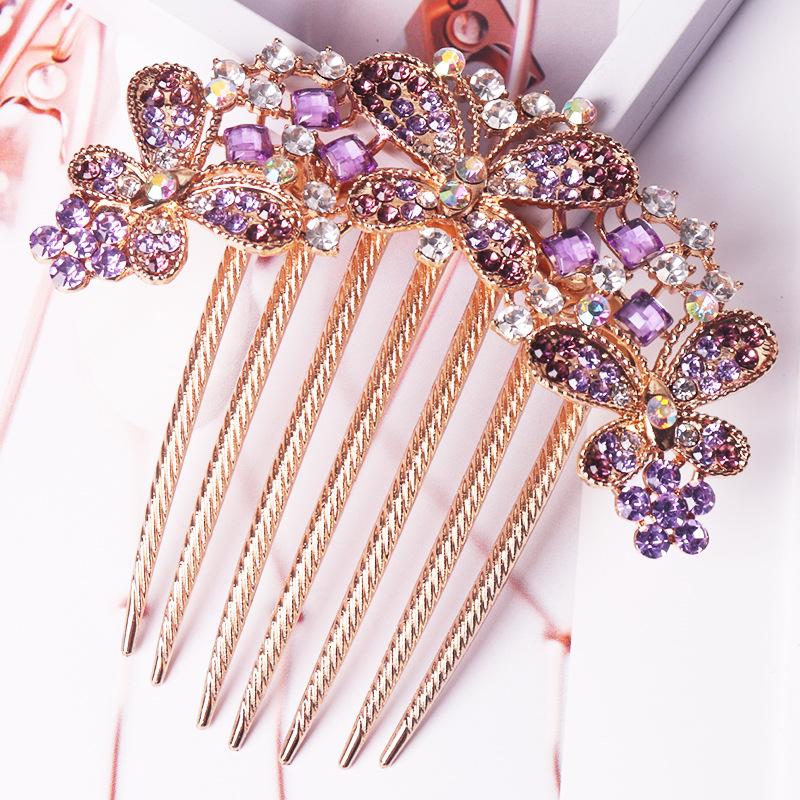 

Металлический гребень для волос с семью зубцами и стразами и шпилька - корейский стиль