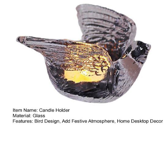 Glass Candle Holder Bird Shape Candlestick Ornament Festive Atmosphere Table Decoration for Home Party Festival