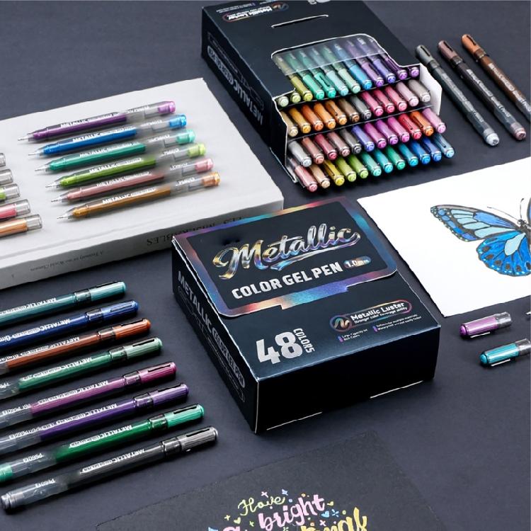 48 Color Metallic Gel Pen Multicolor Acrylic Gel Pen For Artist Student Journaling Sketching And Creative Art Project