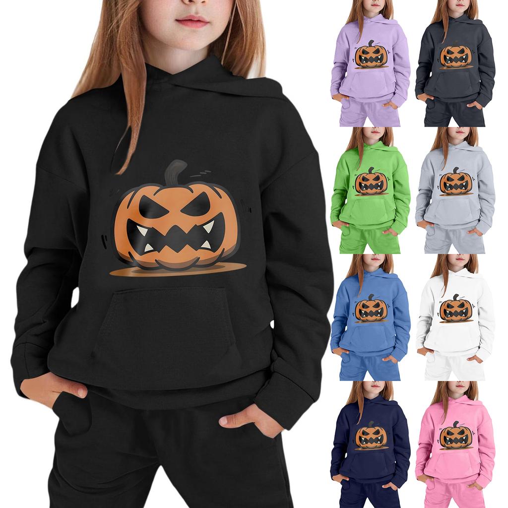 Kids Hoodie with Halloween Print - Casual Long Sleeve Pullover for Boys and Girls