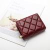 Womens Sheepskin Short Small Wallet New Fashion Studded Flower Pattern Contrast Color Coin Purse Real Leather Multi-functional Zero Wallet